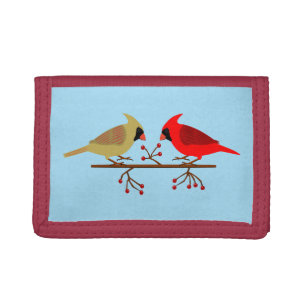 Cute Christmas Cardinals and Red Berries Trifold Wallet