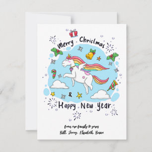 Cute Christmas Cards Whimsical Unicorn Custom Card