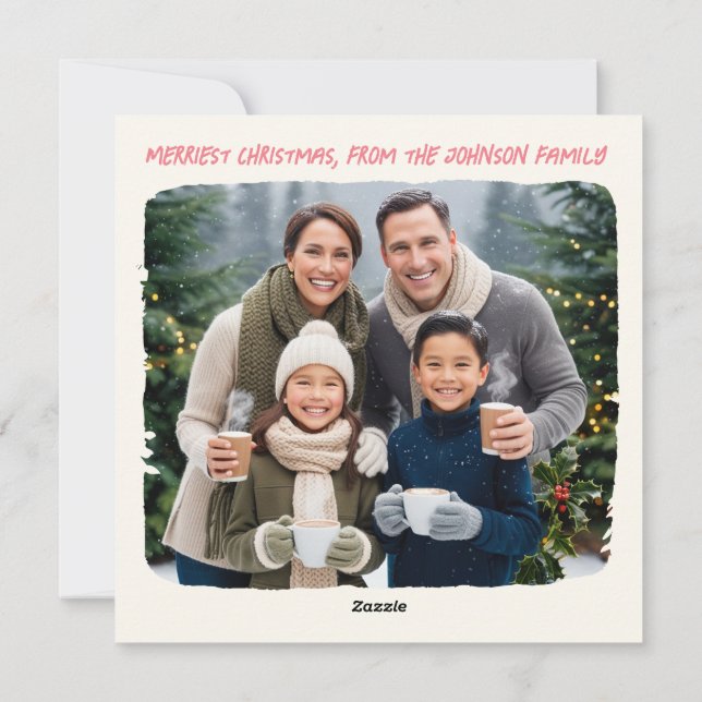 Cute Christmas Caroler "fa la fluff" Holiday Card (Back)