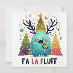 Cute Christmas Caroler "fa la fluff" Holiday Card