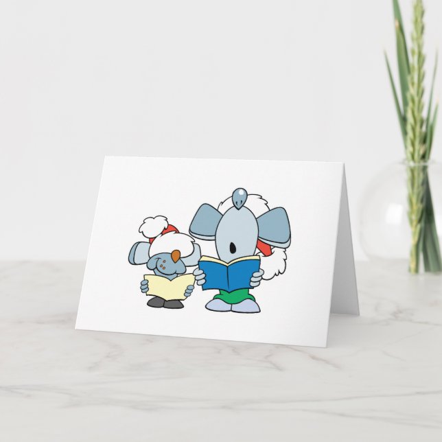 Cute Christmas Caroling Mice Holiday Card (Front)