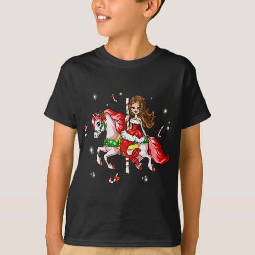 Cute Christmas Carousel Unicorn Horse Fairytale Me T_Shirt