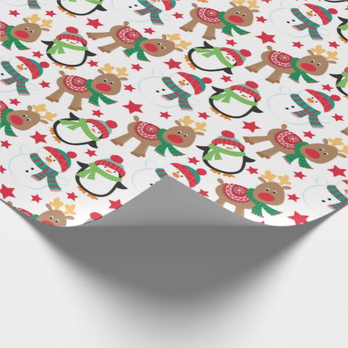 Cute Christmas Cartoon Animals Wrapping Paper
