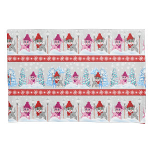Cute Christmas Cartoon Puppies Pattern Pillow Case