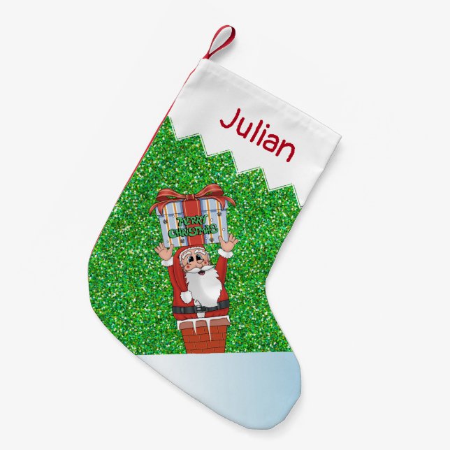 Cute Christmas Cartoon Santa Kids Stocking (Front (Hanging))