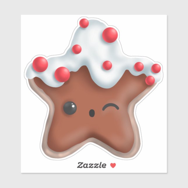 Cute Christmas Cartoon | Star Cookie Sticker (Sheet)