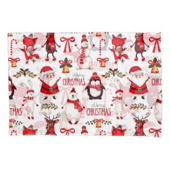Cute Christmas Cartoons Pattern Pillow Case by ChristmaSpirit at Zazzle