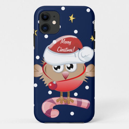 Cute Christmas case with Santa hat bird  text