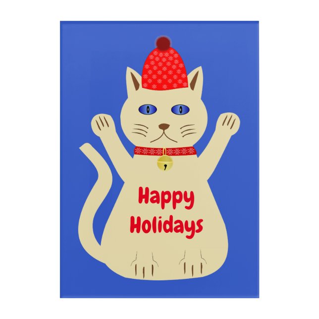 Cute Christmas Cat Acrylic Print (Front)
