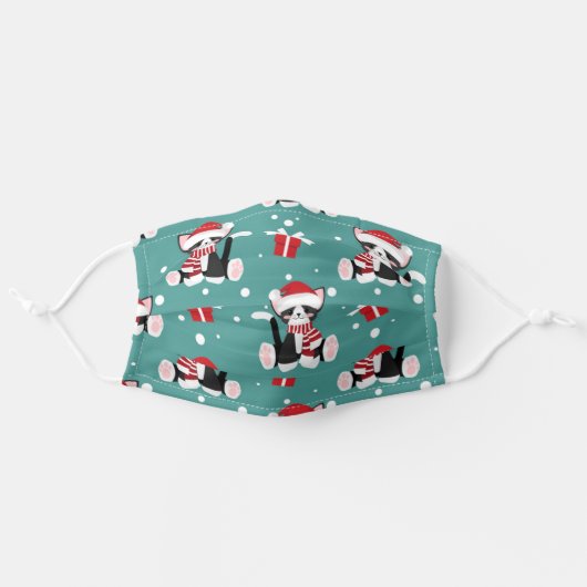 Cute Christmas Cat Adult Cloth Face Mask (Front, Unfolded)