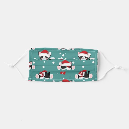 Cute Christmas Cat Adult Cloth Face Mask (Front, Folded)