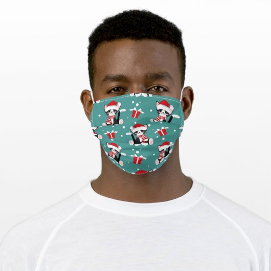 Cute Christmas Cat Adult Cloth Face Mask (Worn)