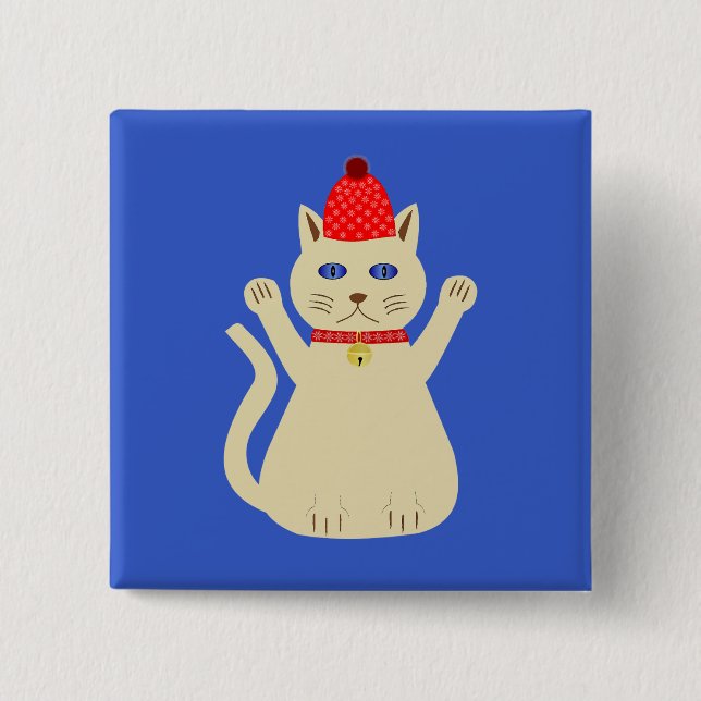 Cute Christmas Cat Button (Front)
