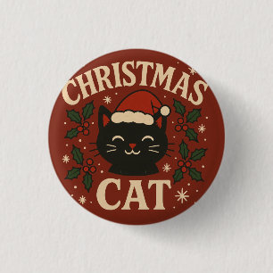 Cute Christmas Cat Button