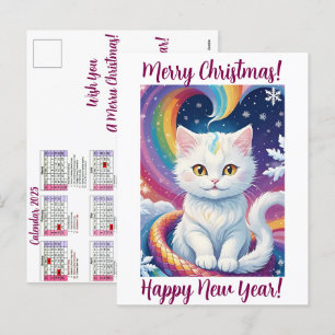 Cute Christmas Cat Calendar 2025 Personalized Holiday Postcard
