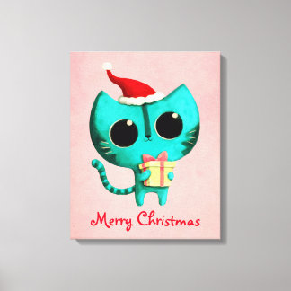 Cute Christmas Cat Canvas Print