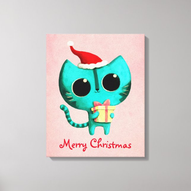 Cute Christmas Cat Canvas Print (Front)