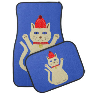 Cute Christmas Cat Car Floor Mat