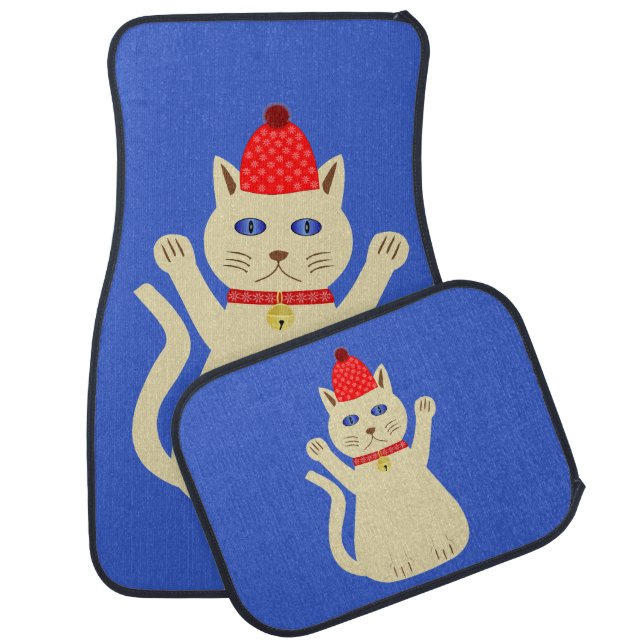 Cute Christmas Cat Car Floor Mat (Set)