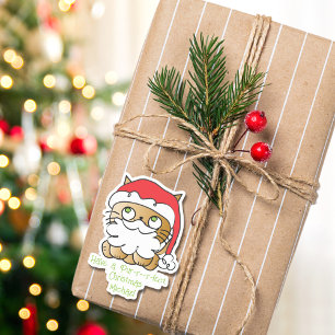 Cute Christmas Cat Cartoon Funny Saying Sticker