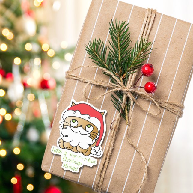 Cute Christmas Cat Cartoon Funny Saying Sticker (Creator Uploaded)