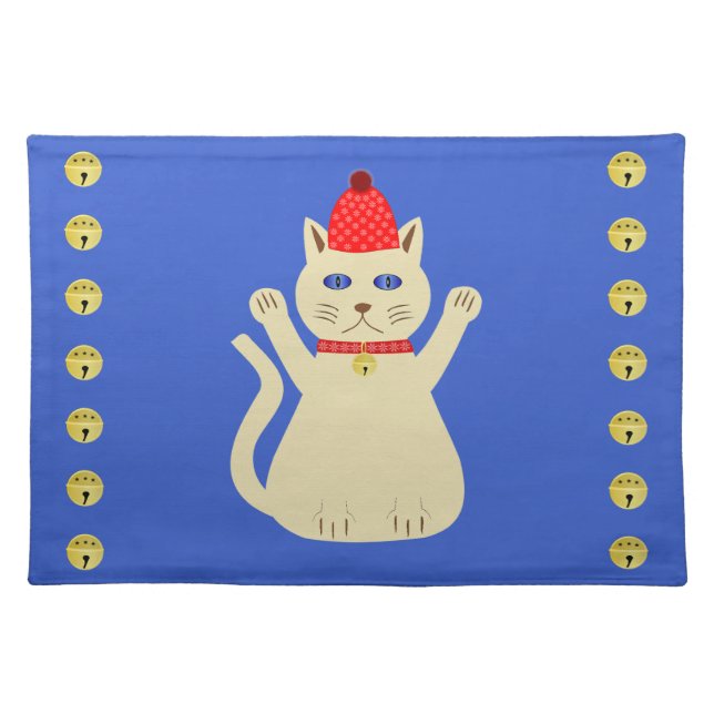 Cute Christmas Cat Cloth Placemat (Front)