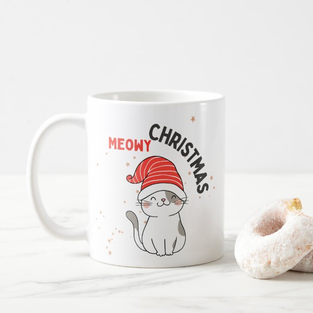 cute christmas cat coffee mug (With Donut)