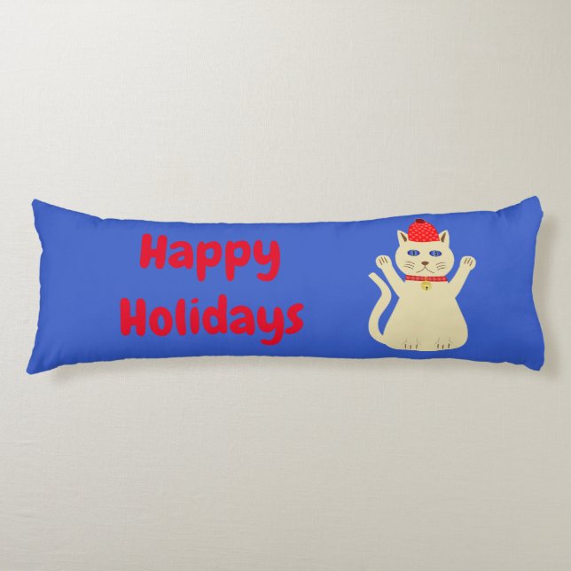 Cute Christmas Cat Custom Body Pillow (Front)