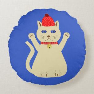 Cute Christmas Cat Custom Double Sided Round Pillow