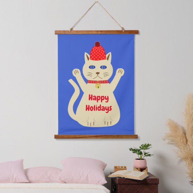 Cute Christmas Cat Custom Hanging Tapestry (Bedroom)