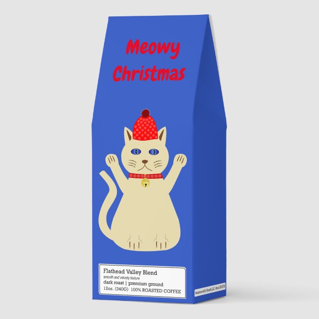 Cute Christmas Cat Custom Meowy Christmas Roasted Coffee (Front)