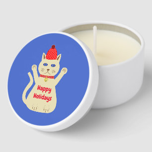 Cute Christmas Cat Custom Mini Candle Favors