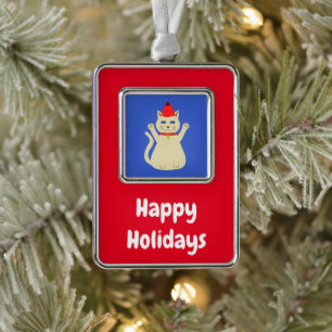 Cute Christmas Cat Custom Ornament