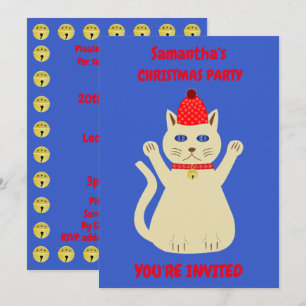 Cute Christmas Cat Custom Party Invitation
