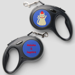 Cute Christmas Cat Custom Pet Name Retractable Pet Leash