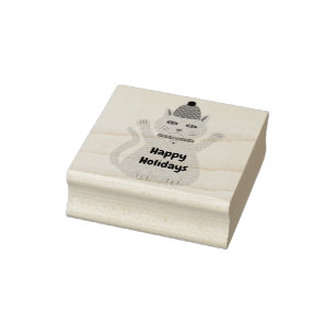 Cute Christmas Cat Custom Rubber Stamp