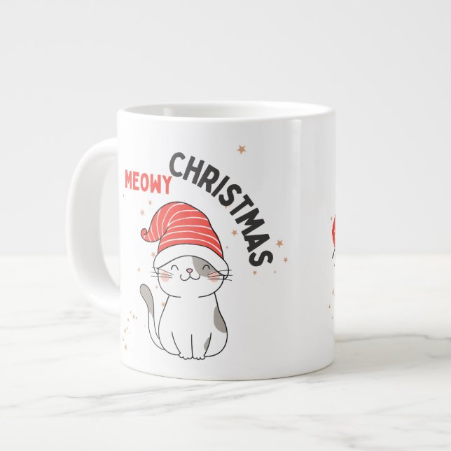 cute christmas cat giant coffee mug (Front Left)
