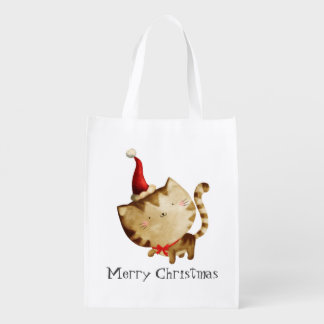 Cute Christmas Cat Grocery Bag