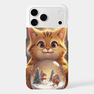 Cute Christmas Cat Holding Snow Globe Case