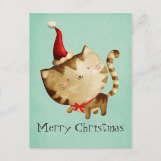 Cute Christmas Cat Holiday Postcard