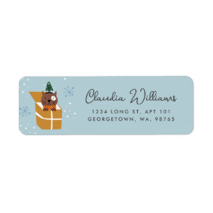 Cute Christmas Cat in a Box Return Address Label