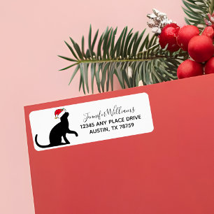 Cute Christmas Cat in Santa Hat Return Address Label