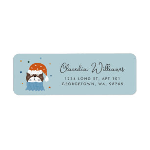Cute Christmas Cat in Santa Hat Return Address Label