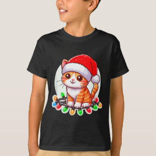 Cute Christmas Cat In Santa Hat  T-Shirt