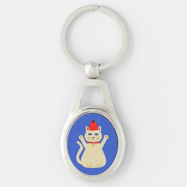 Cute Christmas Cat Keychain (Front)