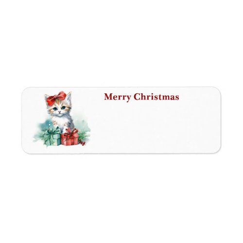 Cute Christmas Cat Label