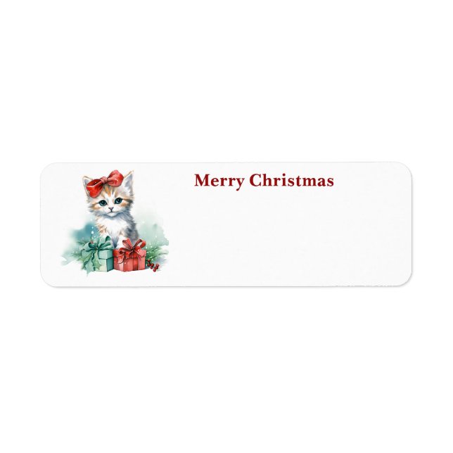 Cute Christmas Cat Label (Front)
