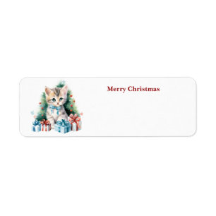 Cute Christmas Cat Label