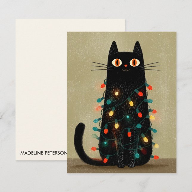 Cute Christmas Cat Lover Note Card (Front/Back)