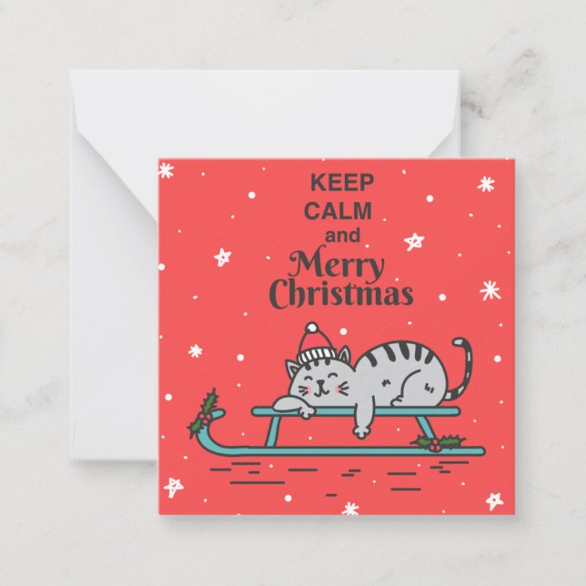 Cute Christmas Cat Note Card (Front)